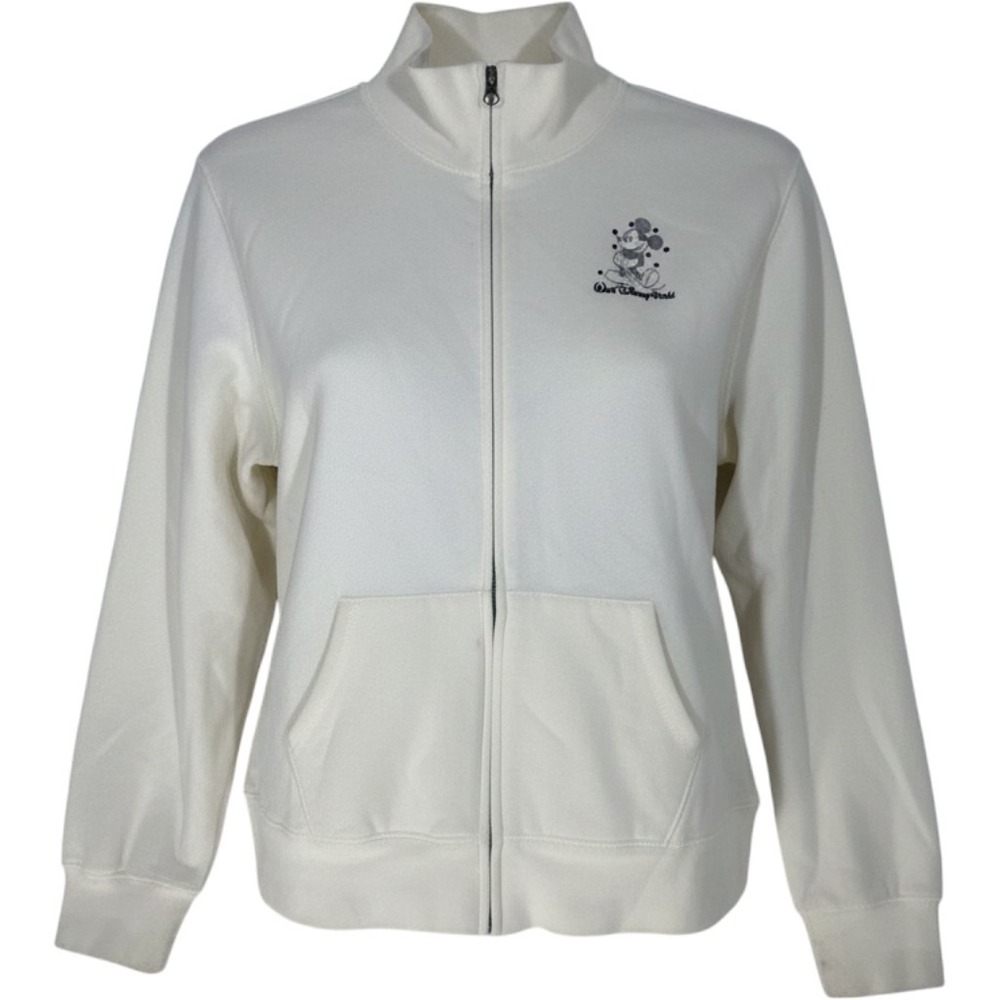 Disney Parks Mickey Mouse Full Zip Sweatshirt Cream Rhinestone Fleece Jacket 2X